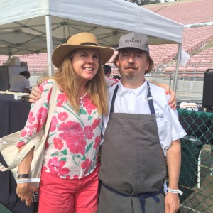 Jill Weinlein with Neil Fraser Redbird while making Ricotta Gnudi with guanchale & spicy tomato sauce.