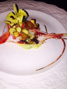 Spot shrimp with plums - Photo by Jill Weinlein