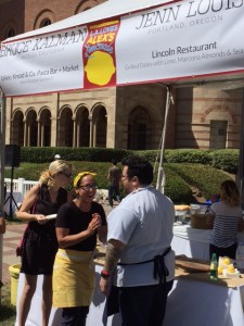 Valerie Gordon and Bruce chatting it up. Photo by Jill Weinlein