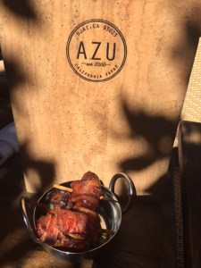 Bacon wrapped dates at Azu - Photo by Jill Weinlein
